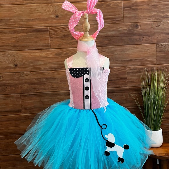 Pink and Blue Poodle Skirt Costume for Kids